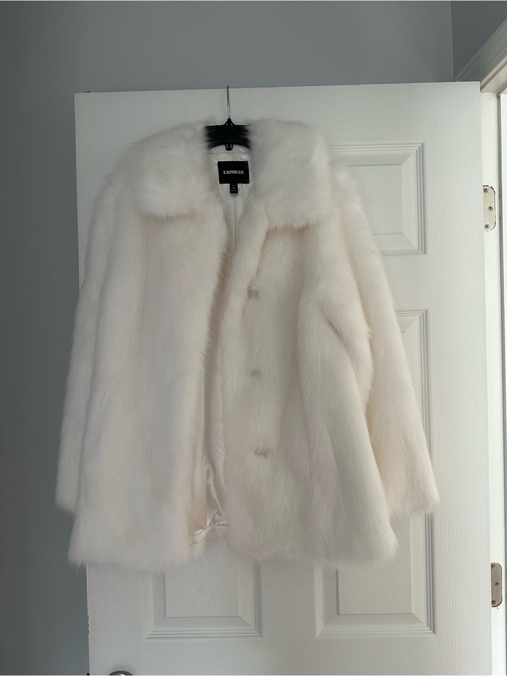 Express Women's White Faux Fur Coat
